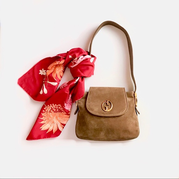 GUCCI Vintage 1970’s GG Tan Suede Leather Handbag - Picture 11 of 12